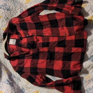 Red and black buffalo plaid flannel button down gently worn